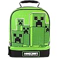 Minecraft Kids Lunchbox Creeper Zip Compartment Green Lunch Bag One Size