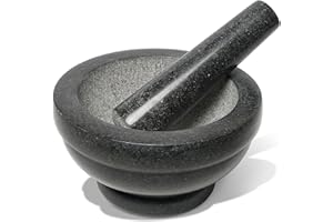 wenco Set di mortaio e pestello in granito Ø 16 cm – perfetto per tritare, macinare e preparare erbe, spezie, pesto – robusto utensile da cucina per la preparazione tradizionale