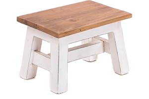 DESIGN DELIGHTS Drewniany stołek Monte | 30 x 20 x 21 cm (szer. x gł. x wys.), lite drewno mahoniowe | rustykalny taboret na kwiaty, taboret na rośliny, stołek pomocniczy, taboret dekoracyjny, stołek