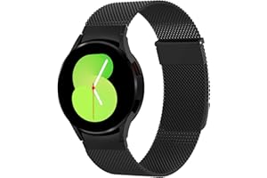Higgs Bracelets Compatible avec Bracelet Samsung Galaxy Watch 6/5/4 40mm 44mm/Watch 5 Pro 45mm/Galaxy Watch 4 Classic 42mm/46mm/Watch 6 Classic 43mm/47mm Femme Homme,Bracelet Lisse Metal Milanais