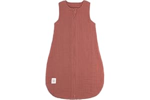 Lässig Baby Summer Sleeping Bag, Sleeveless, Muslin, GOTS Certified Cotton, Unisex Muslin Sleeping Bag, Rosewood, Size 50/56, 0 - 2 Months