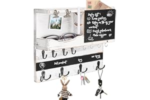 BLYEMICHDI Porte Clef en Bois avec Étagère, Porte-Clés Mural avec 16 Crochets, Boîte à Clés Murale Décorative, Support Clef Mural pour Entrée, Salon, Couloir, Rangement Des Clés et Courrier à L'entrée