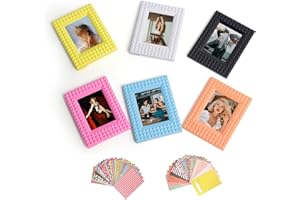 Aisnyho 6 Stück Desktop-Bilderrahmen, 3“ bunte Fotorahmen mit Filmrand Aufkleber passend für Fujifilm Instax Mini 12/11/8/9/90/40/EVO, für Polaroid 3“ Filmfoto (6 Farben+ Aufkleber)