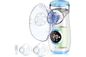 Wholede Aerosol Portatile Silenzioso Digitaler - Ricaricabile Macchina Aerosol per Adulti e Bambini, Nebulizzatore Portatile con 2 Maschere e Boccaglio per Uso Domestico e in Viaggio