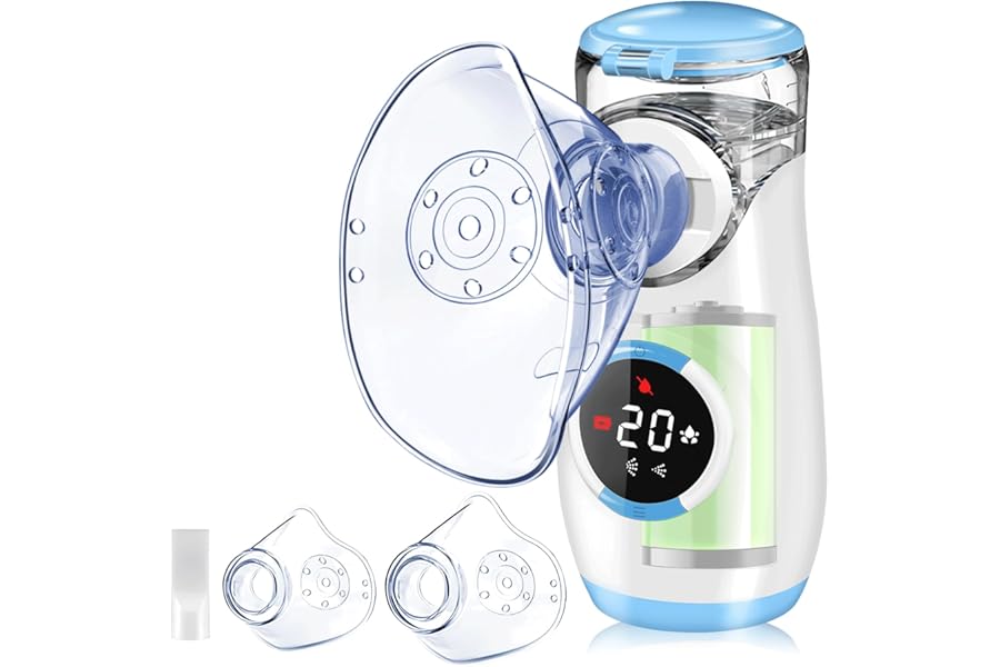 Wholede Portable Silent Digital Aerosol – Rechargeable Aerosol Machine for Adults and Children, Portable Sprayer with 2 Masks and Mouthpiece for Home and Travel Use