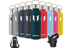 Super Sparrow Borraccia Termica - Bottiglia Termica Senza Perdite - 350ml/500ml/620ml/750ml/1L - Senza BPA Borracce Bambini - Per Scuola, Sport, Campeggio, Palestra, Ciclismo - Con 2 Tappi