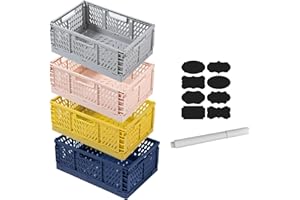 EURXLQ 4 składane pudełka, 22 x 15 x 8 cm, kosze z tworzywa sztucznego, pojemniki do układania w stos, organizery do składania, pudełka do przechowywania, do pokoju dziecięcego, kuchni, gabinetu