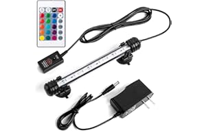 iKefe 19cm Color Changing LED Fish Tank Aquarium Submersible Light with Remote / Colored Aquarium LED Tank Lights Fixture for Underwater Decorations, Plant Grow, Saltwater Freshwater Fish, KR5007
