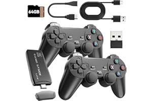 AIKESEN 2025 Retro Konsole Spielkonsole Game Stick, Retro Spielekonsole mit über 20.000 Spielen & 15 Emulatoren, Plug & Play 4K HDM-Ausgabe mit 2 Wireless Controllern, Familie/Freunde