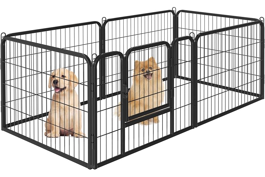 Yaheetech Dog Playpen, 6 Panel Puppy Play Pen Heavy Duty Pet Exercise Fence for Garden/Yard 60cm Height