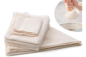 Wandefol Lot de 5 Chiffons pour Filtrer, Chiffons Carrés Ronde en Mousseline de Coton Doux 50X50cm, Sac à Lait 17.5X13.5cm, Toile à Fromage, Tissu Filet pour les Fruits, le Beurre, le Vin, le Lait