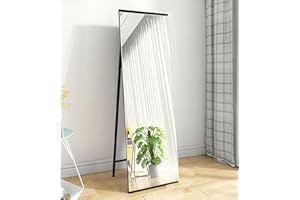 YMOND Floor Standing Mirror 150x40cm, Black Metal Wall Mounting Body Mirror, Full Length Mirror 150 x 40, Long Hanging Mirrors for Dressing Room, Bedroom, Living Room
