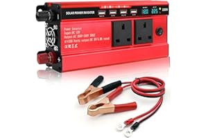 VEXNOOK 2000W Power Inverter 12V to 240V - Car Inverter DC 12V to AC 240V UK with LED Display, Pure Sine Wave Inverter with 3 UK Sockets and 4 USB for Outdoor Activities and Travel