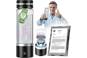 LOZLTX LOZITX Wasserstoff Wasserflasche 6850PPB 420 ml[H2-Elektrolyse erfüllt lHSA-Zertifizierung]Hydrogen Water bottle mit SPE-PEM-Technologie [H2-Konzentration bis zu 2 mal 3 Minuten / 6.85 PPM] Schwar