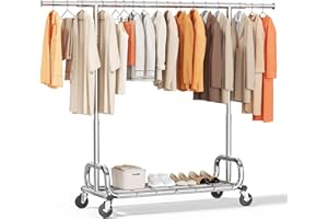 HOKEEPER Kleiderständer auf rollen Schwerlast,204 kg Tragkraft,ausziehbare Kleiderstange zum Aufhängen von Kleidung