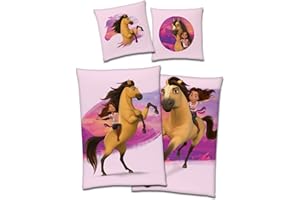 BERONAGE Spirit Untamed pościel dziecięca, dziki i wolny, 135 x 200 + 80 x 80 cm, 100% bawełna, jakość Renforcé-Linon, Lucky, dziki konie, dla dziewcząt, rozmiar niemiecki