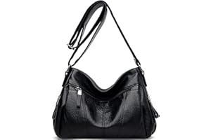 Sacmill Womens Leather Crossbody Bags Multi Pocket Soft Ladies Leather Shoulder Handbag Lightweight with Adjustable Shoulder Strap