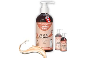 Lamina Care - Olio di Salmone per Cani e Gatti per Articolazioni Forti e Pelle Sana, Olio Salmone per Cani Arricchito con EPA, DHA, Omega 6 e Omega 3 Cane, Appetizzante per Cani Naturale e Norvegese