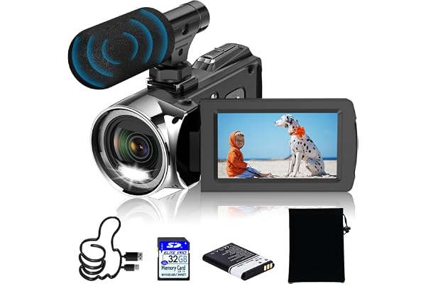 Windancy 4K Caméra Vidéo Ultra HD 1080P pour Youtube, Zoom Numérique 18X, Écran IPS 3 Pouces Rotatif à 270°, Microphone Intégré