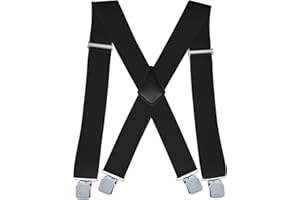 Zclro Hosenträger für Herren, 5 cm Hosenträger mit Sehr Starken 4 Metall Clips Hosenträger Einstellbar und Elastisch Einheitsgröße für Männer und Damen