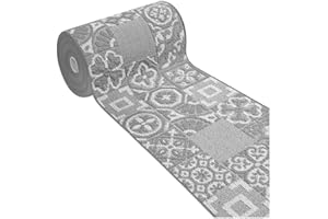 emmevi Tappeto Cucina 3D Passatoia Antiscivolo Lavabile Piastrella Maiolica Mod.CLELIA Dis.G 57X230 GRIGIO