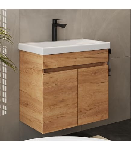 Meuble Salle De Bain Planetmöbel Cosmia - Lavabo Céramique 50x60cm Avec Miroir LED Et Robinet