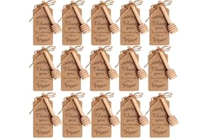 Amajoy 50Pezzi Cucchiaini bastoncini legno piccoli con grazie Escort Card mini spargimiele 8 cm cucchiai per miele per vasetti per bomboniere ringraziamento matrimonio battesimo