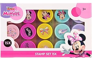 DISNEY STORE Disney Minnie, set di timbri per bambini, 15 pezzi, con 15 timbri, set di timbri a partire dai 3 anni, prodotto con licenza Junior