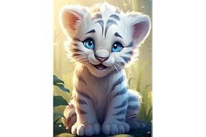 HAEPXYBY 5D Kit Peinture Diamant Adulte,Kit d'Art Mosaïque,Accessoires d'Art Diamant,tigre blanc - Thème,Convient pour la Décoration Murale Maison pour Adultes et Enfants Cadeau - 30x40cm