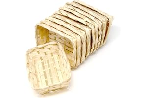 Lashuma Cesta de almacenamiento pequeña, juego de 10 cestas de mimbre cuadradas, cestas de Pascua trenzadas, 15 x 11 cm, altura de la cesta 4 cm