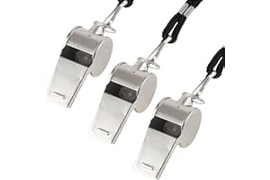 Trukafie Fischietto,Confezione da 3 Fischietto in Acciaio Inox,Fischietto Arbitro con Cordino per Arbitri, Allenatori, Bagnini