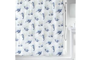 Spirella zasłona prysznicowa z głębokim morzem, poliester, Aqua, 0,5 x 180 x 200 cm