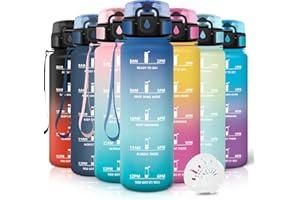 Motswedi Borraccia 1 litro,Riutilizzabile, Borraccia Motivazionale, a Prova di Perdite, Bottiglia Acqua, Senza BPA, Borracce, per Sport, Ciclismo, Palestra, Ufficio, Running, Blu Verde