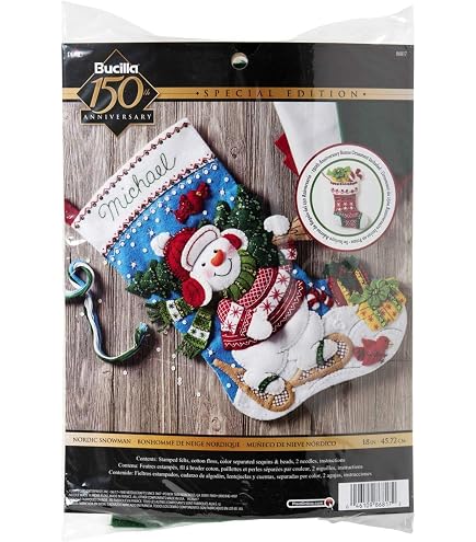 Bucilla Kit Chaussette Noël Feutre Bonhomme De Neige Et Chiots 45,7 Cm - Broderie Festive