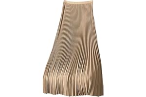 AEGJEGVD Women's Satin Silk Skirts UK Clearance,Ladies Elastic High Waist Maxi Pleated Skirt Solid Color Plus Size Skirts 2025 Spring Summer Plain Sliming Elegant Long Skirt M-4XL Today's Deals