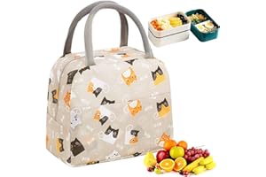 Mecctuck Borsa Termica, Borsa Termica Pieghevole, Borsa del Pranzo Riutilizzabile a Tenuta Stagna, Pranzo al Sacco Thermal Bag, per Escursionismo,Picnic All'aperto,Barbecue,Lavoro（Gatto Grigio）