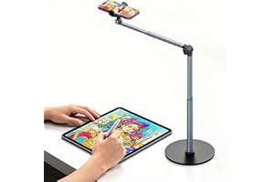 MoKo Uchwyt do telefonu montowany nad głową, wytrzymały statyw, regulacja kąta i wysokości, podstawka telefonu do nagrywania, transmisji na żywo, gotowania, filmowania