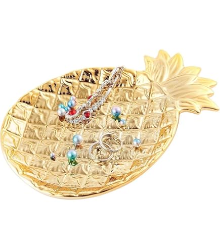 HANKOR Plat à Bijoux En Céramique - 17,8 X 10,2 Cm - Plateau Décoratif Pour Porte-clés, Petit Comptoir De Salle De Bain, Coiffeuse De Parfum, Porte-savon Pour évier De Cuisine (rose