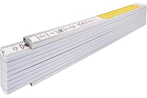 STABILA Calówka typ 417, 2 m, biała, biała/żółta metryczna skala szybkiego odczytu, funkcja kątowa, miarka z drewna z certyfikatem PEFC, przeguby z blachy stalowej ze zintegrowaną stalową sprężyną
