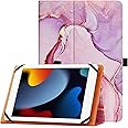 HGWALP Universal Case for 9"-11" inch Tablet, Folio Protective Case Cover with Stand Function and HandStrap,Suitable for 9",9.7",10", 10.1", 10.5", 11.1" Tablet-Marble Pink