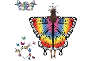 Funnity Schmetterling Kostüm Damen, Faschingskostüme Schmetterling Haarreif Damen für Erwachsene, Schmetterling Haarreif,Damen Spitze Maske, für Karneval Kostüm, Faschingskostüme, Cosplay(Bunt)