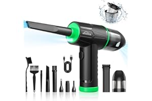 WHATOOK 2-in-1 Computer Vacuum Cleaner，Compressed Air Duster Blower，100000 RPM & 10 Kpa Cordless Car Hoover, Portable Handheld Keyboard Cleaner Kit for PC Computer Desk Dust Cleaning，Green
