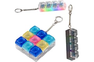 YSFVNP 2PCS Fidget Keyboard, Keyboard Fidget, Multi-functional Keychain with Lamp Clicker Decompression Gift for Boys Girls While Away Time Easy to Carry (3pcs)