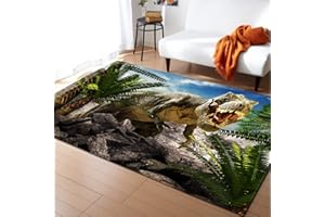 Mateju Tappeto Salotto Moderno, 3D Dinosauri Animali Tappeti Camera da Letto, rug Antiscivolo Lavabile per Salotto, Cucina, Bagno, Bambini Cameretta (80x160cm,Tyrannosaurus Rex)