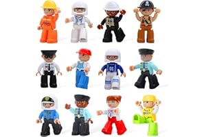 MAUIKAY Large Magnetic Figures, 3 Inches Community Figures Set Compatible with LEGO, 12 Pieces STEM Learning Magnetic Play People for Boys Girls Age 3 4 5 6 7 8+ Magnet Tiles Expansion Accessories Pack
