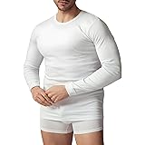 Maglia Intima Taglie Forti (2 Pezzi) 100% Caldo Cotone Uomo Felpata Manica Lunga Girocollo Invernale