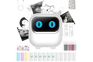 XstarG Mini Drucker, Tragbarer Mini Fotodrucker Minidrucker für Smartphone, Wireless Mini Printer Thermodrucker, Inkless Pocket Printer Sticker Drucker für Foto, Lernhilfe, Lernnotizen (White 2)