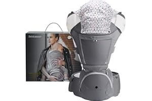 Bebear Porte-bébé nouveau-né à enfant en bas âge, porte-bébé 6 en 1 pour 0-36 mois, 100% coton, siège de bébé pliable attaché 3 pièces bavoirs bébé Drool (Grey)