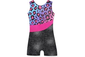 XiaoMoSha Gymnastics Leotards for Girls Sleeveless Dance Unitards Ribbon Sparkle Leotard Gymnastics Athletic for Little Girls 3-14 Years
