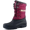 Knixmax Women's Men's Snow Boots Winter Shoes Waterproof Soles Fur Lined Lace-Up Mucker Stable Yard Boots for Outdoor Walking Hunting Horse Riding